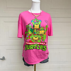 Teenage Mutant Ninja Turtles Hot Pink Graphic T-Shirt Womens L